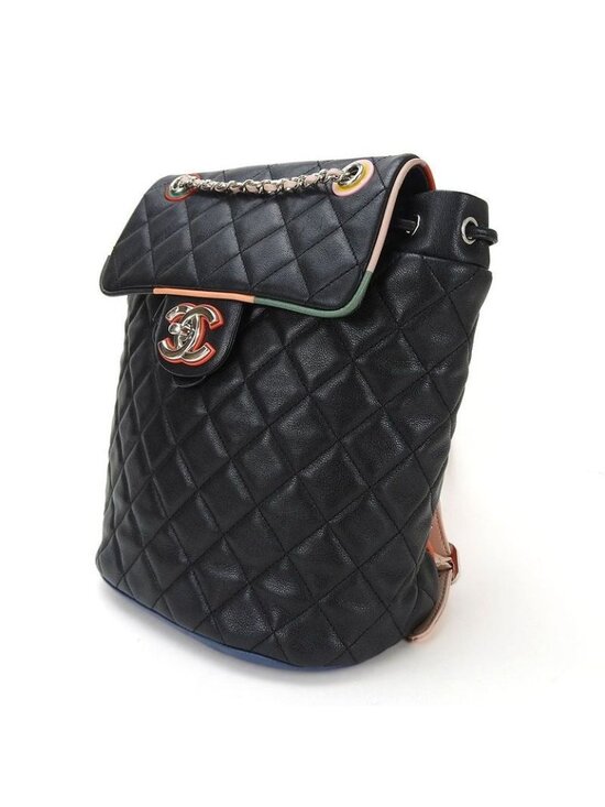 Chanel Backpack Quilted Lambskin Leather 23 rd Black Multicolor main image 5